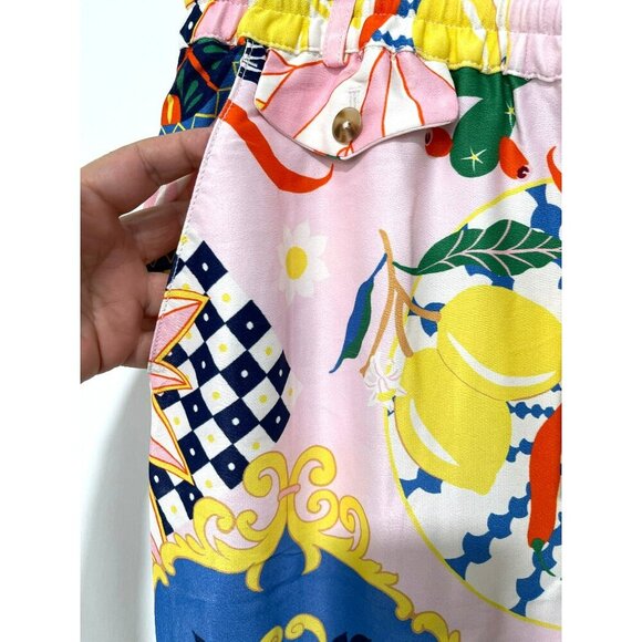 Anthropologie Maeve Straight-Leg Pull-On Silky Printed Relaxed Pants New - Picture 6 of 9